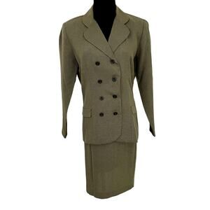 Vintage 80s Double Breasted Blazer 3 Piece Set Womens 6 Petite Houndstooth Retro